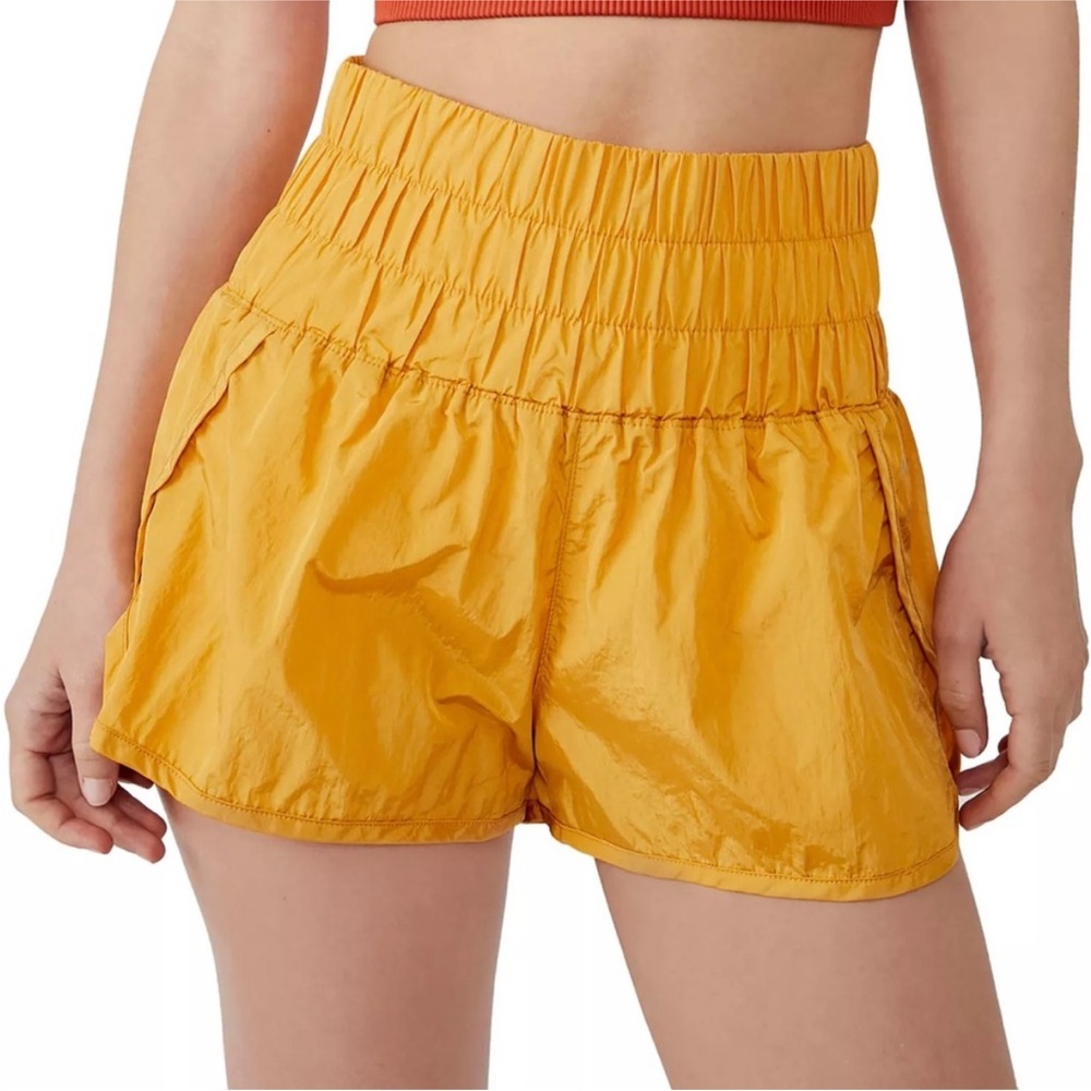 NWT Free People Movement High-Waisted Shorts Varsity Gold Size Small